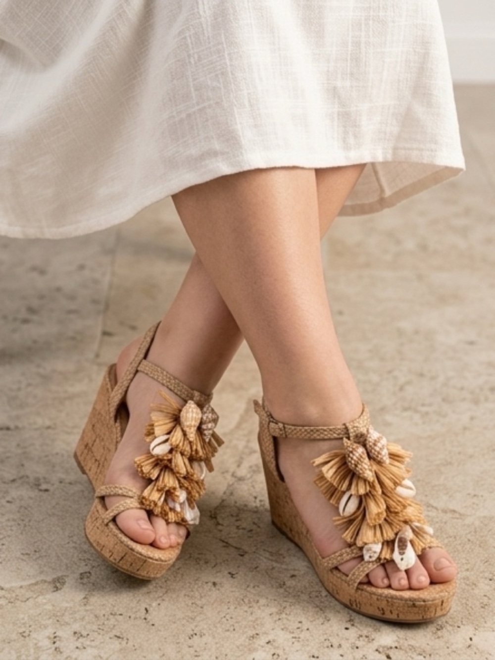 Charles by Charlie s David La Joya Sea Shell Platform Sandals - 8.5